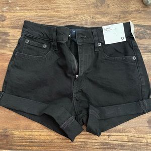 High-Rise Stretch Denim Mom Shorts